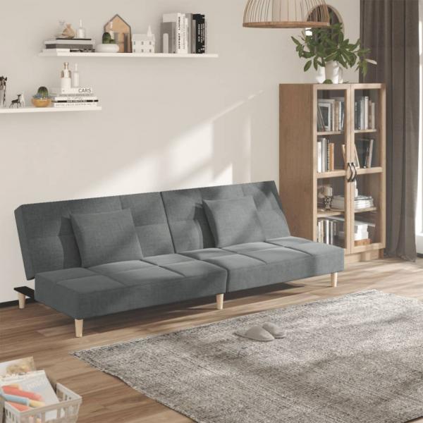 ARDEBO.de - Schlafsofa 2-Sitzer mit 2 Kissen Dunkelgrau Stoff