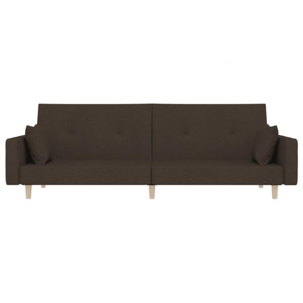 Schlafsofa 2-Sitzer mit 2 Kissen Dunkelbraun Stoff