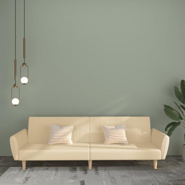 ARDEBO.de - Schlafsofa 2-Sitzer Creme Stoff