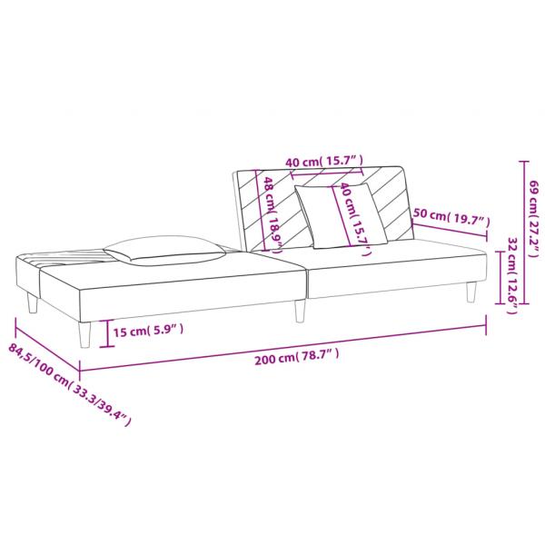 Schlafsofa 2-Sitzer mit 2 Kissen Dunkelgrün Samt