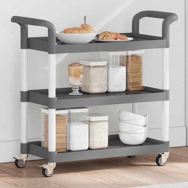 ARDEBO.de - Rollwagen mit 3 Etagen Grau 77x34x72 cm Aluminium