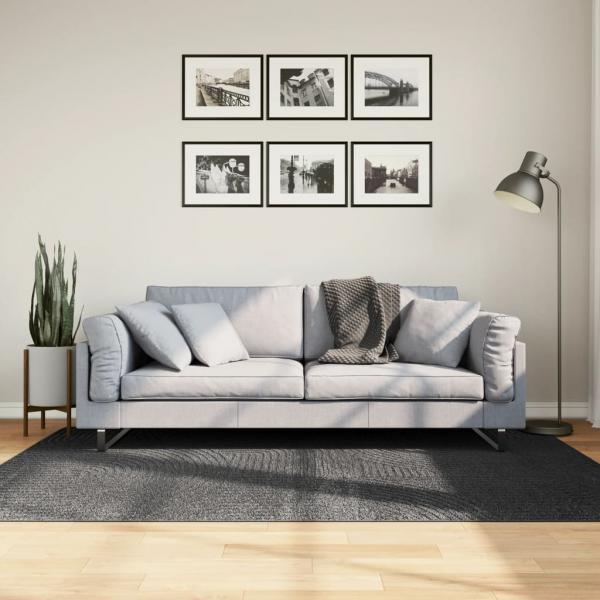 ARDEBO.de - Teppich IZA Kurzflor Skandi-Stil Anthrazit 140x200 cm