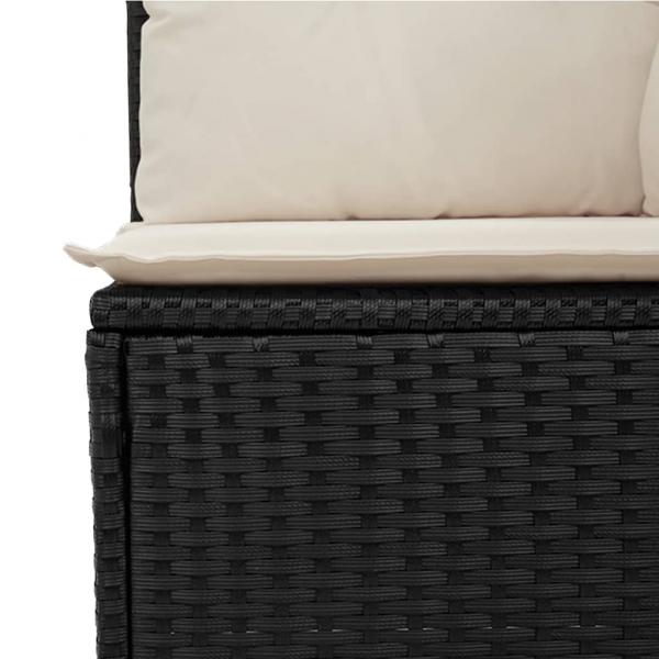 Gartensofa mit Kissen 3-Sitzer Schwarz Poly Rattan