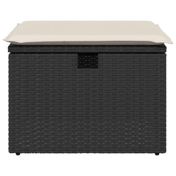 Gartenhocker mit Kissen Schwarz 55x55x37 cm Poly Rattan