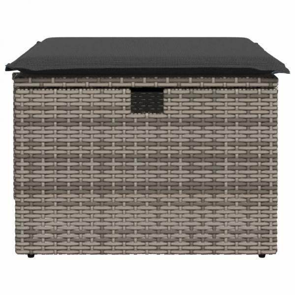 Gartenhocker mit Kissen Grau 55x55x37 cm Poly Rattan