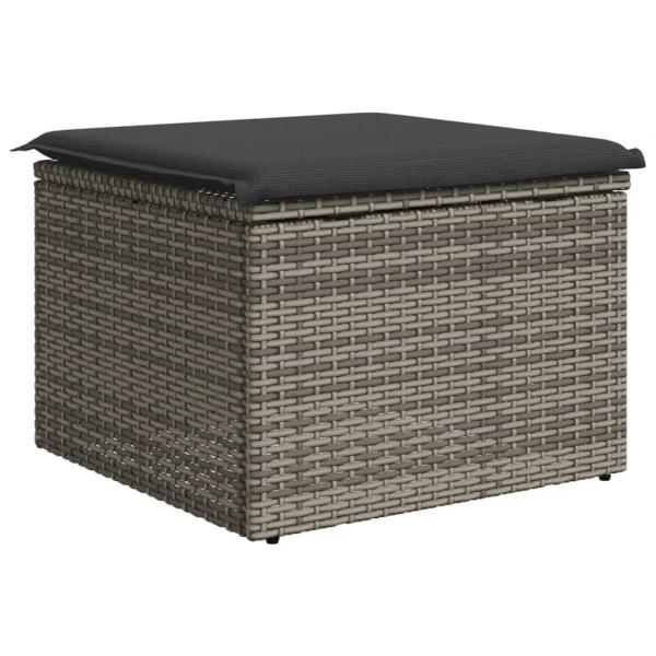 Gartenhocker mit Kissen Grau 55x55x37 cm Poly Rattan