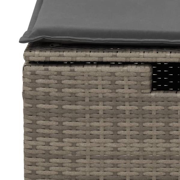 Gartenhocker mit Kissen Grau 55x55x37 cm Poly Rattan