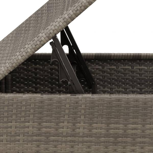 Gartenhocker mit Kissen Grau 55x55x37 cm Poly Rattan