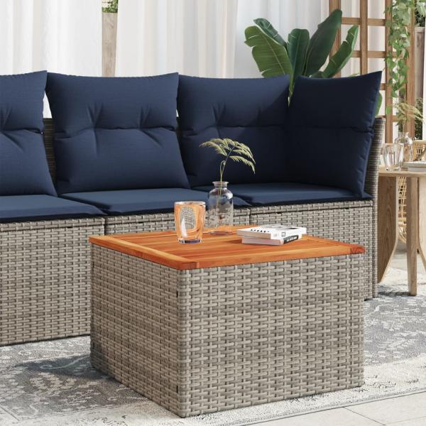 ARDEBO.de - Gartentisch Grau 55x55x37 cm Poly Rattan und Akazienholz