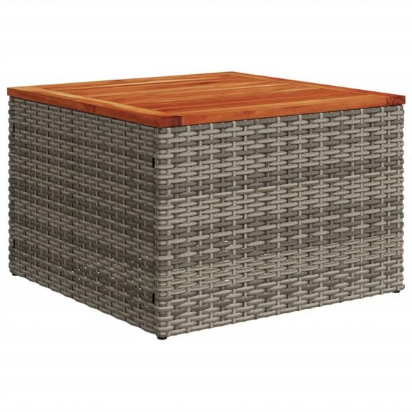 Gartentisch Grau 55x55x37 cm Poly Rattan und Akazienholz