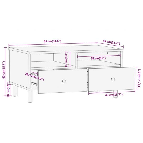 Couchtisch 80x54x40 cm Massivholz Akazie