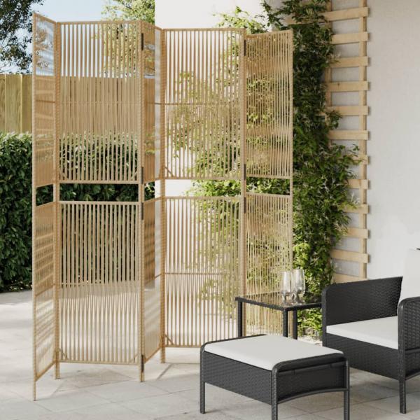 ARDEBO.de - Paravent 6-tlg. Beige Poly Rattan