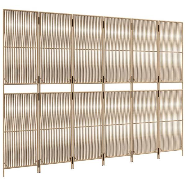 Paravent 6-tlg. Beige Poly Rattan