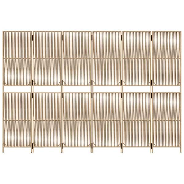 Paravent 6-tlg. Beige Poly Rattan