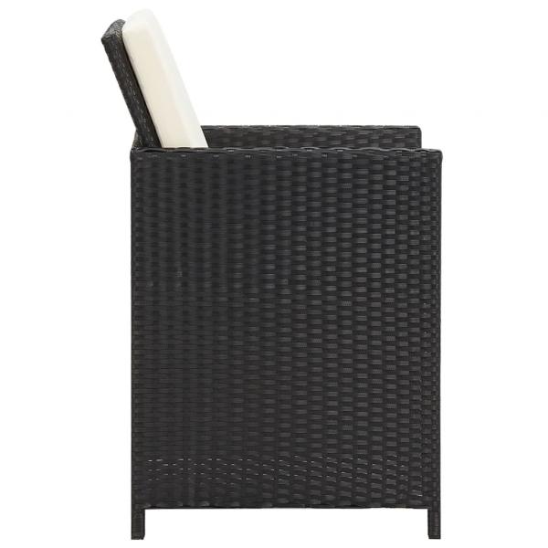 Garten-Essstühle mit Kissen 4 Stk. Schwarz Poly Rattan