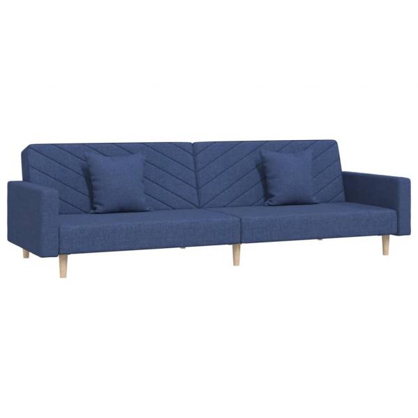 Schlafsofa 2-Sitzer mit 2 Kissen Blau Stoff