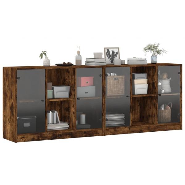 Bücherschrank mit Türen Räuchereiche 204x37x75 cm Holzwerkstoff