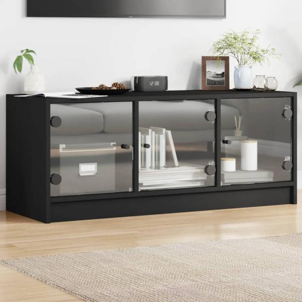 ARDEBO.de - TV-Schrank mit Glastüren Schwarz 102x37x42 cm