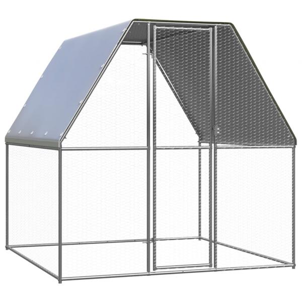 ARDEBO.de - Hühnerkäfig Silbern und Grau 2x2x2 m Verzinkter Stahl