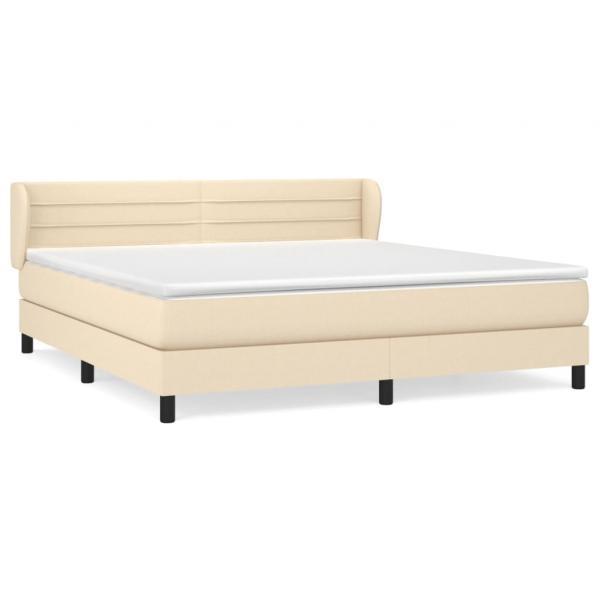 Boxspringbett mit Matratze Creme 180x200 cm Stoff