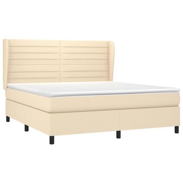 Boxspringbett mit Matratze Creme 160x200 cm Stoff