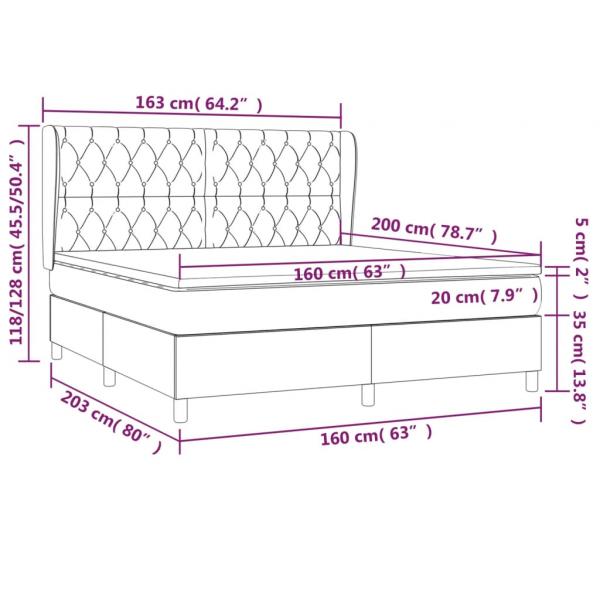 Boxspringbett mit Matratze Dunkelbraun 160x200 cm Stoff