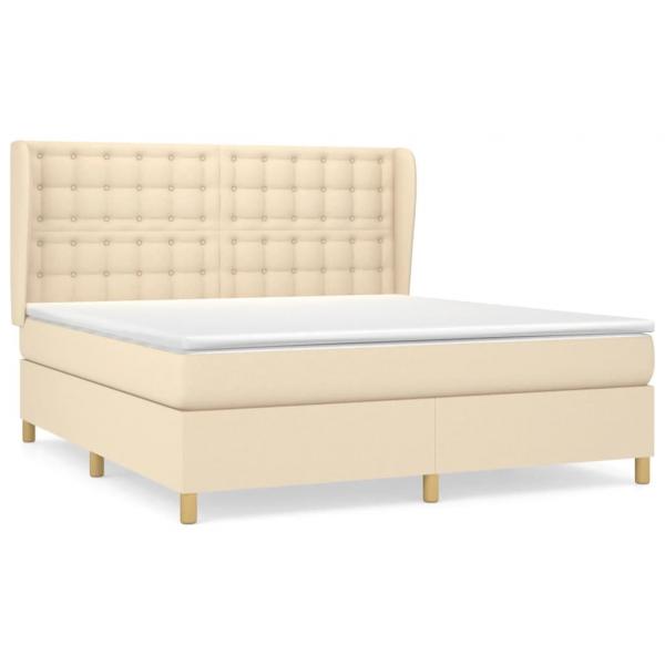 ARDEBO.de - Boxspringbett mit Matratze Creme 180x200 cm Stoff