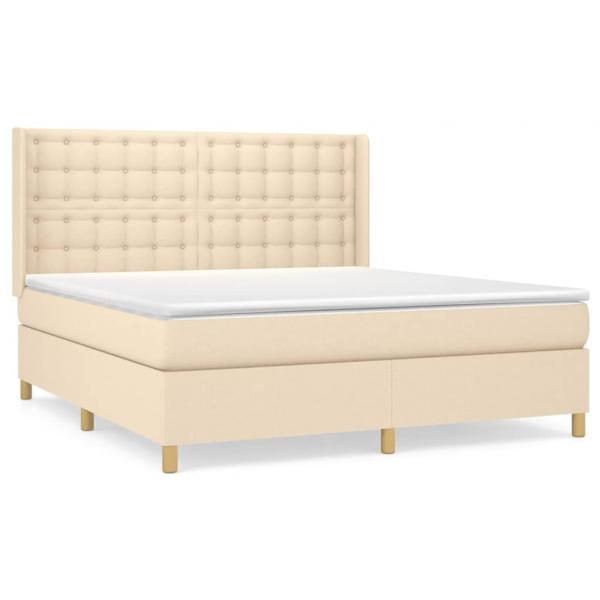 Boxspringbett mit Matratze Creme 180x200 cm Stoff