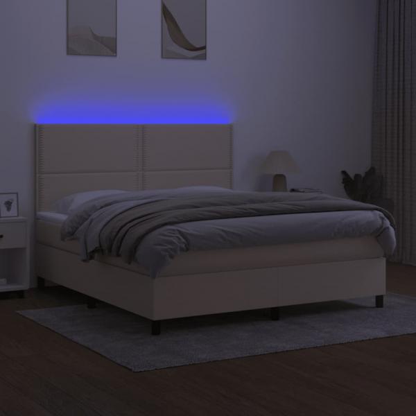 Boxspringbett mit Matratze & LED Creme 180x200 cm Stoff