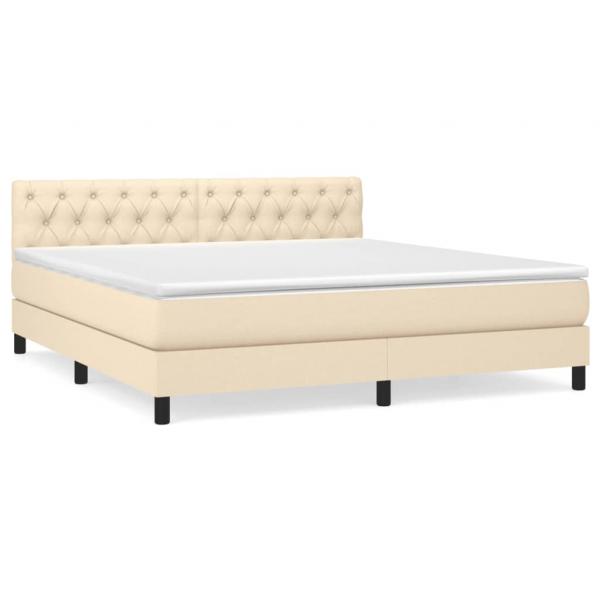 Boxspringbett mit Matratze Creme 160x200 cm Stoff