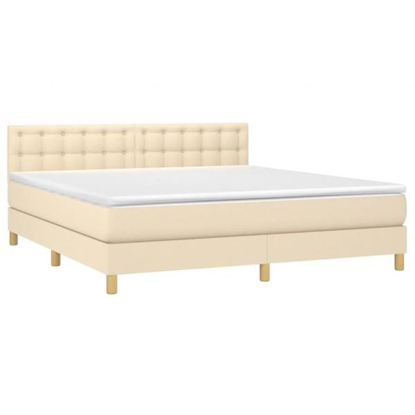 Boxspringbett mit Matratze Creme 180x200 cm Stoff