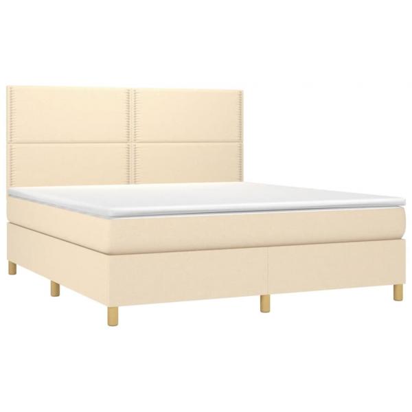 Boxspringbett mit Matratze Creme 180x200 cm Stoff