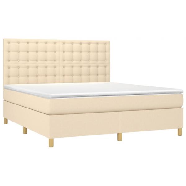 Boxspringbett mit Matratze Creme 180x200 cm Stoff