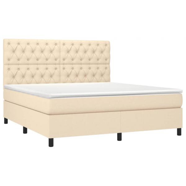 Boxspringbett mit Matratze Creme 160x200 cm Stoff