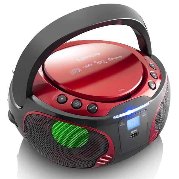 SCD-550RD Tragbares UKW-Radio CD/MP3/USB/Bluetooth-Player® mit LED-Beleuchtung Rot (Menge: 2 je Bestelleinheit)