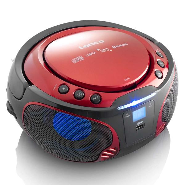 SCD-550RD Tragbares UKW-Radio CD/MP3/USB/Bluetooth-Player® mit LED-Beleuchtung Rot (Menge: 2 je Bestelleinheit)