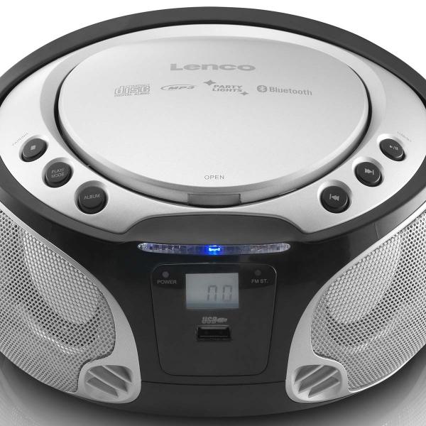 SCD-550SI Tragbares UKW-Radio CD/MP3/USB/Bluetooth-Player® mit LED-Beleuchtung Silber (Menge: 2 je Bestelleinheit)