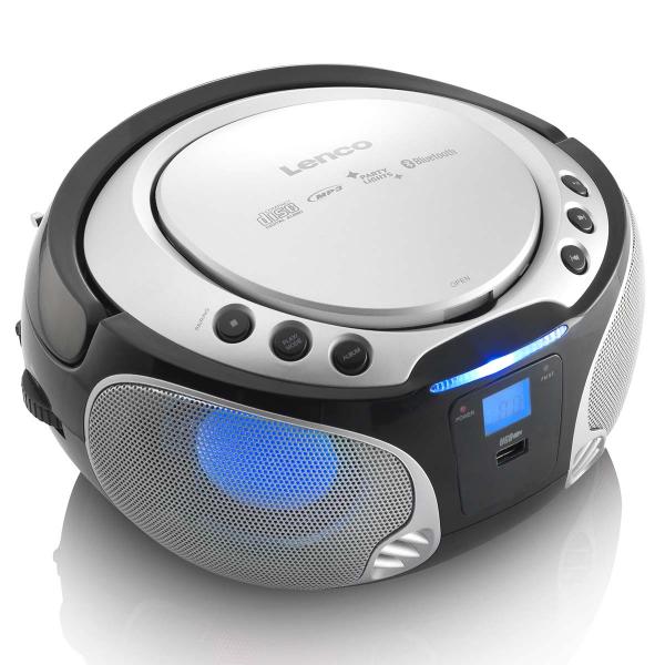 SCD-550SI Tragbares UKW-Radio CD/MP3/USB/Bluetooth-Player® mit LED-Beleuchtung Silber (Menge: 2 je Bestelleinheit)