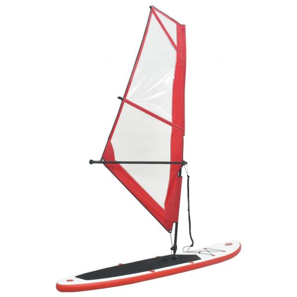 ARDEBO.de - Aufblasbares SUP-Board mit Segel Set Rot und Weiß