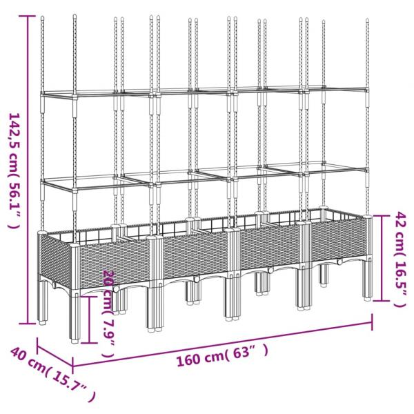 Pflanzkübel mit Rankgitter Weiß 160x40x142,5 cm PP