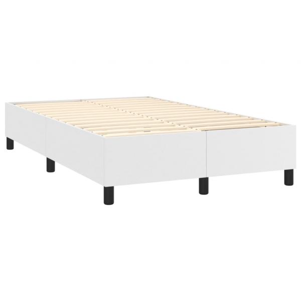 Boxspringbett mit Matratze Weiß 120x190 cm Kunstleder