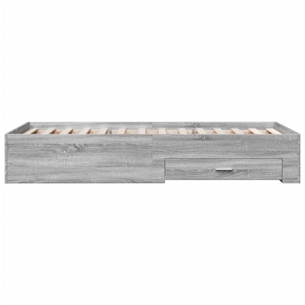 Bettgestell mit Schubladen Grau Sonoma 100x200 cm Holzwerkstoff