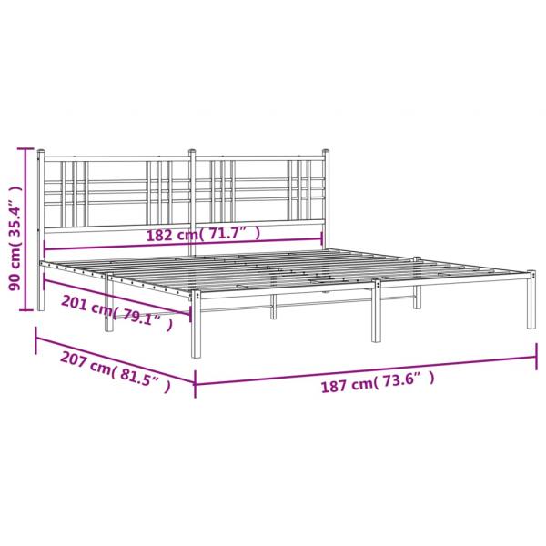 Bettgestell mit Kopfteil Metall Weiß 180x200 cm