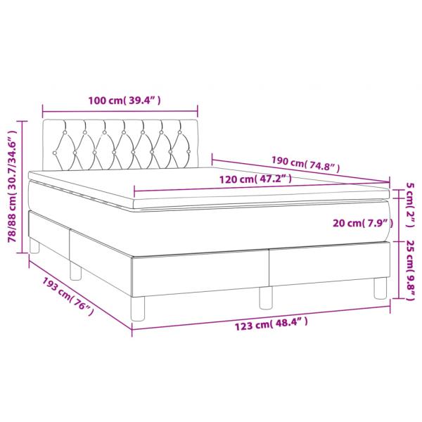 Boxspringbett mit Matratze & LED Hellgrau 120x190 cm Stoff