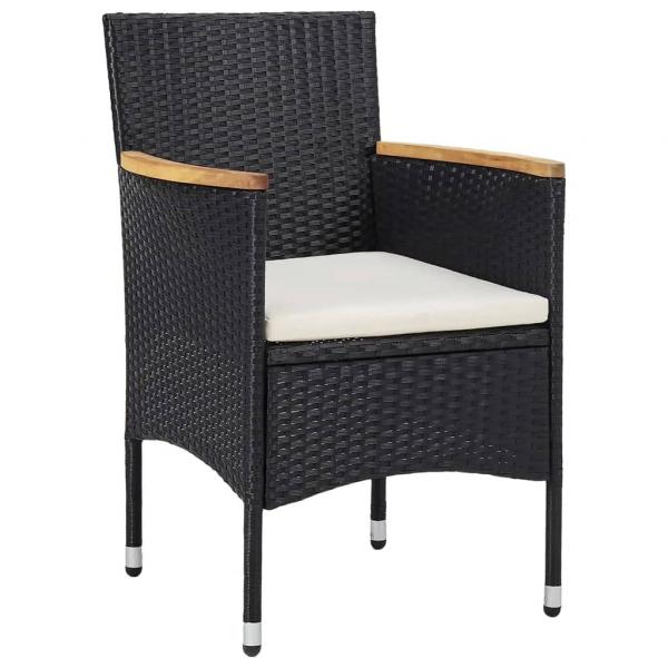 5-tlg. Bistro-Set Poly-Rattan und Hartglas Schwarz