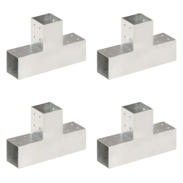 ARDEBO.de - Pfostenverbinder 4 Stk. T-Form Verzinktes Metall 81 x 81 mm