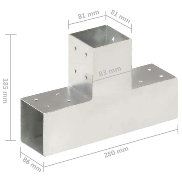 Pfostenverbinder 4 Stk. T-Form Verzinktes Metall 81 x 81 mm