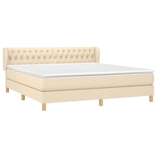 Boxspringbett mit Matratze Creme 180x200 cm Stoff