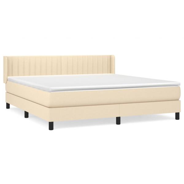 Boxspringbett mit Matratze Creme 180x200 cm Stoff