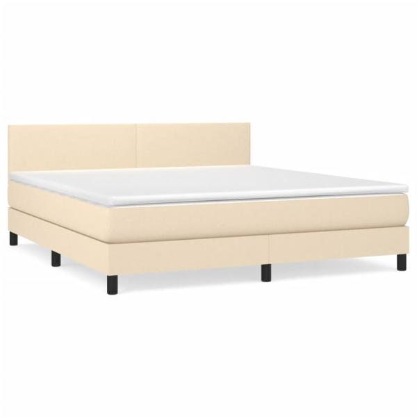 ARDEBO.de - Boxspringbett mit Matratze Creme 180x200 cm Stoff